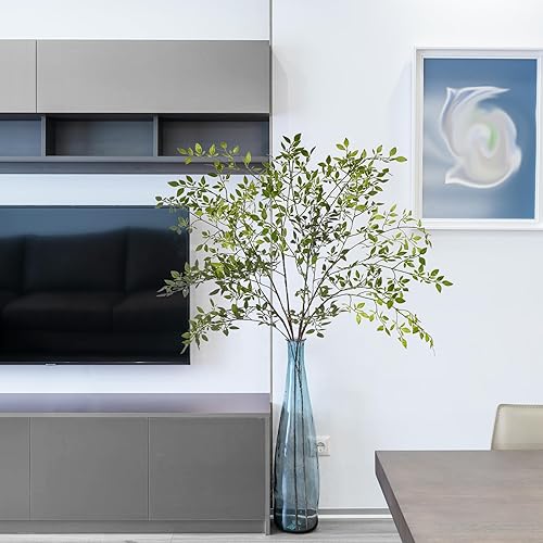 Miniatura 4 de Ttranewsoo 4 tallos de vegetación artificiales, ramas Nandina de 43.3 pulgadas, tallos altos para plantas de imitación para jarrón, tallos de