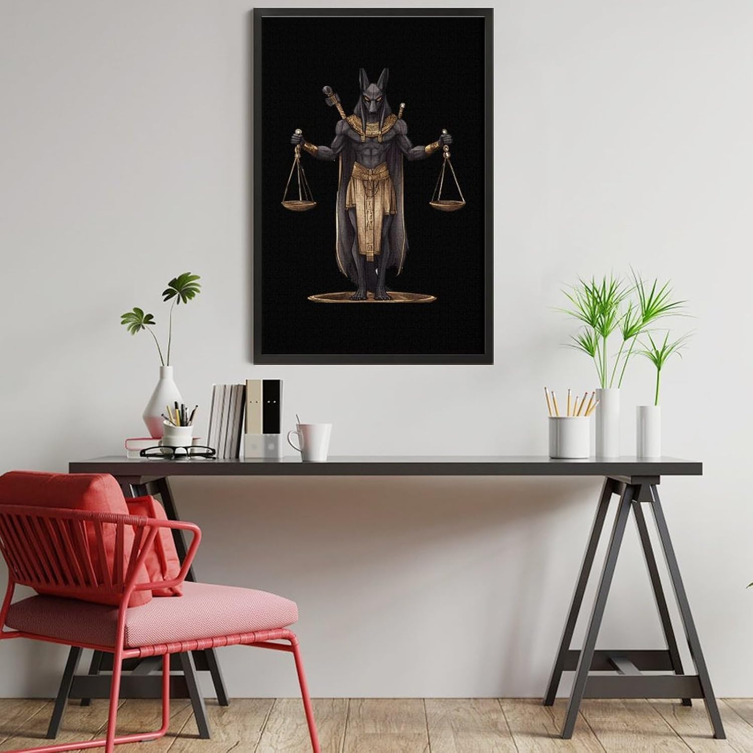 Ancient Egyptian God of Underworld Anubis Jigsaw Puzzle for Adults Wooden Challenging Puzzles Gift for Family Friends