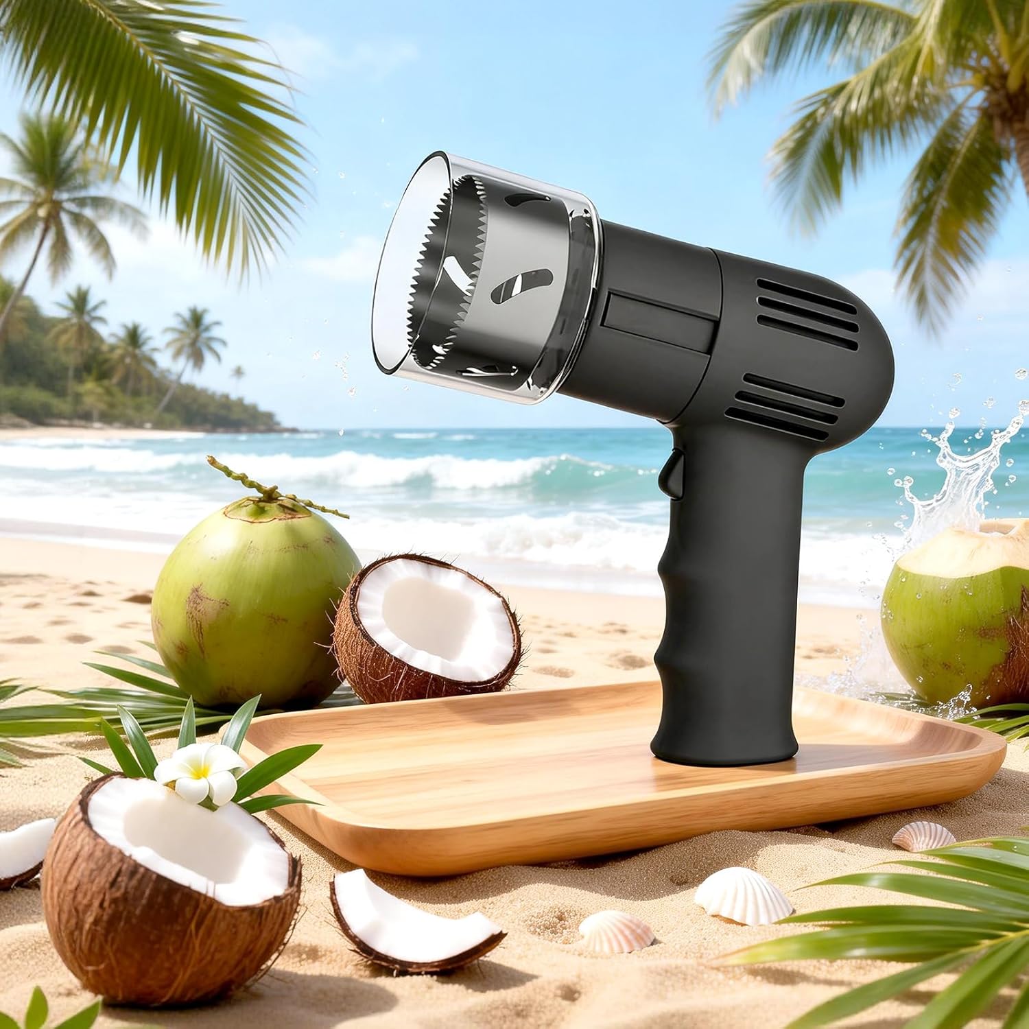 Automatic Electric Coconut Opener,304 Stainless Steel Automatic Coconut Opener Machine,Portable Coconut Shell Opener Cutter Tool for Young Old Coconuts (Black)