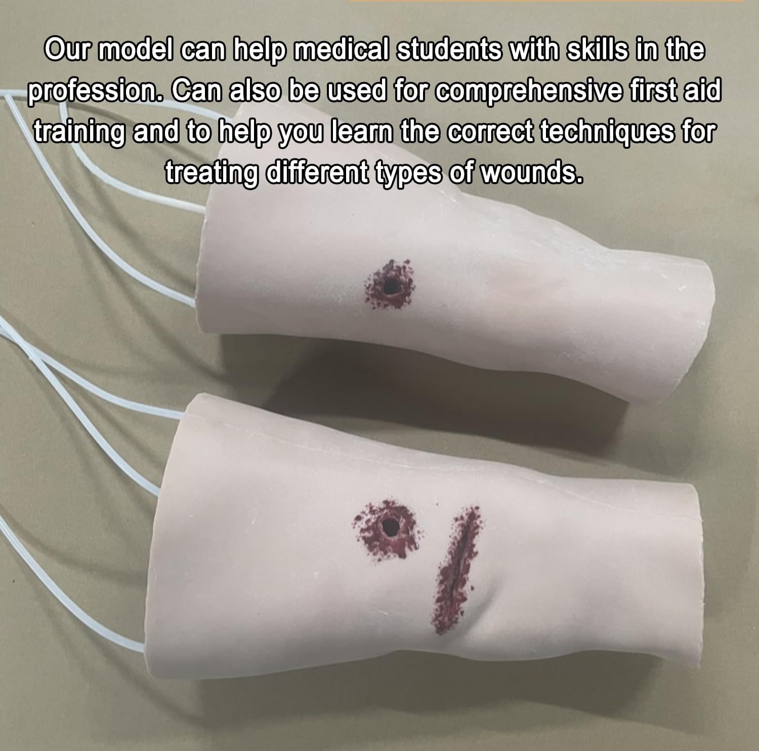Beinwunde-Simulationsmodell, Wundpackungs-Trainer-Kit for die unteren Extremitäten, wiederverwendbares Knie-Oberschenkel-Trauma-Blutungs-Hämostase-Modell, 3 simulierte Wunden