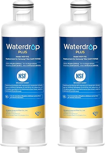 Waterdrop Plus DA97-17376B Filtro de agua de repuesto para Samsung® HAF-QIN/EXP, DA97-08006C, Certificado NSF/ANSI 401&53&42&372 para filtro de agua
