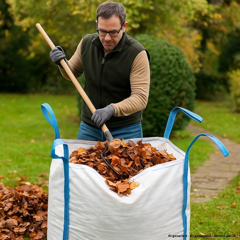 Lot de 5 grands sacs 90 x 90 x 90 cm, capacité de charge de 1000 kg, 4 passants, sacs pour gravats, bois, déchets de jardin, sable, pierres, sacs à gravats