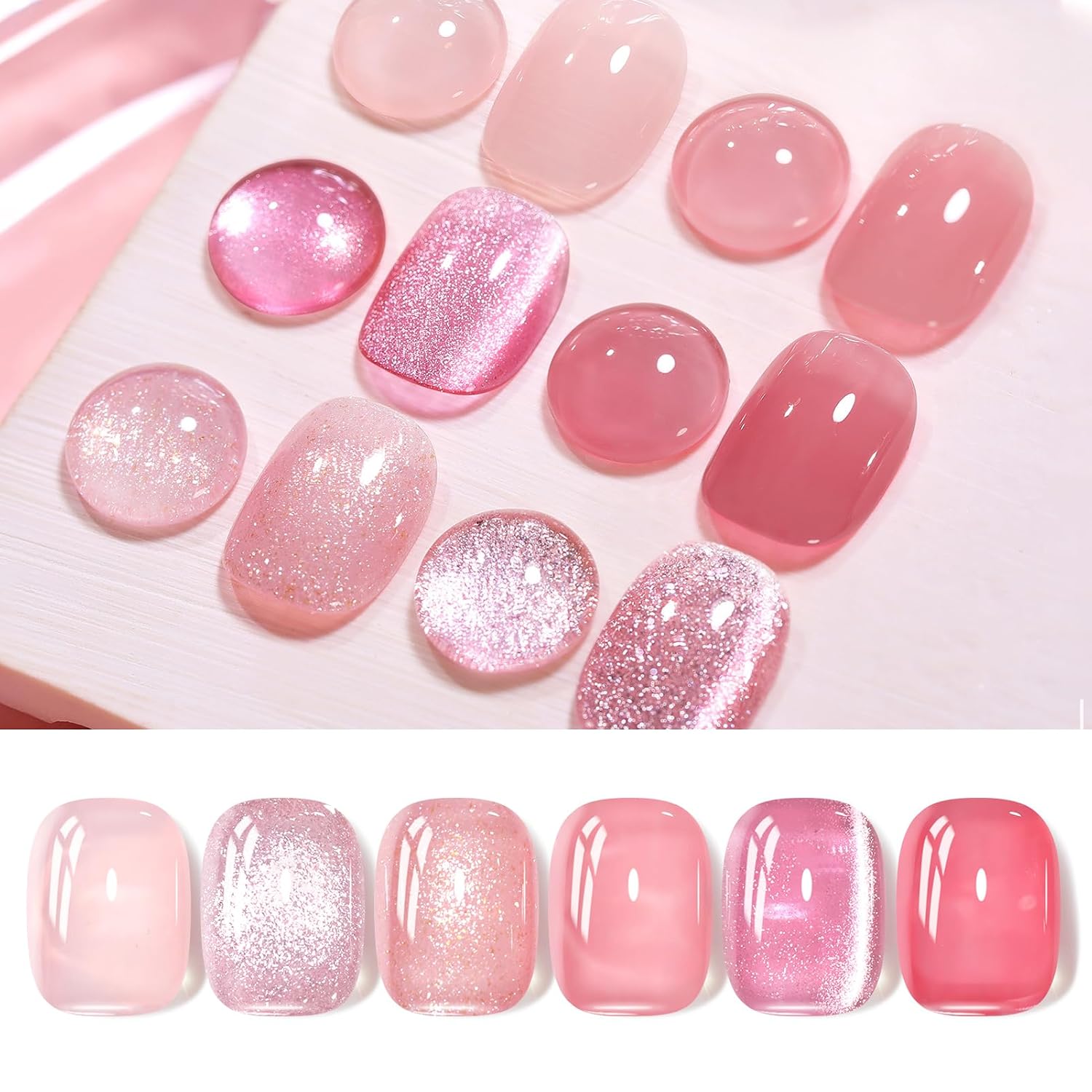 Born Pretty Gel Nail Polish Kit - Holographic Pink Nude