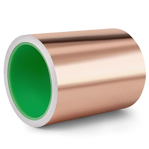 Miniatura 2 de Cinta de aluminio de cobre (6 pulgadas x 33 pies) con cinta adhesiva de cobre doble conductora para guitarra, reparaciones eléctricas, artes y