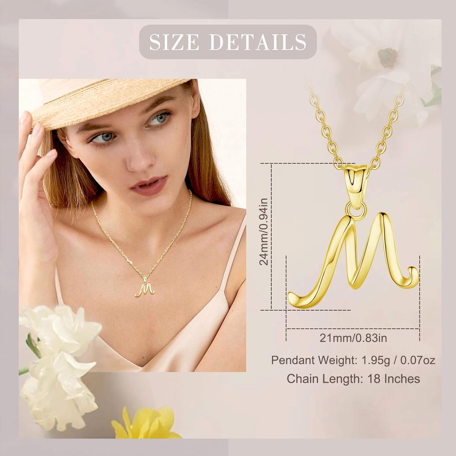 EUDORA Sterling Silver Initial Necklaces for Women, Classic 26 Letter Neckless Gifts for Girls, Sister, Mother Daughter, 18 inch Chain - Image 3