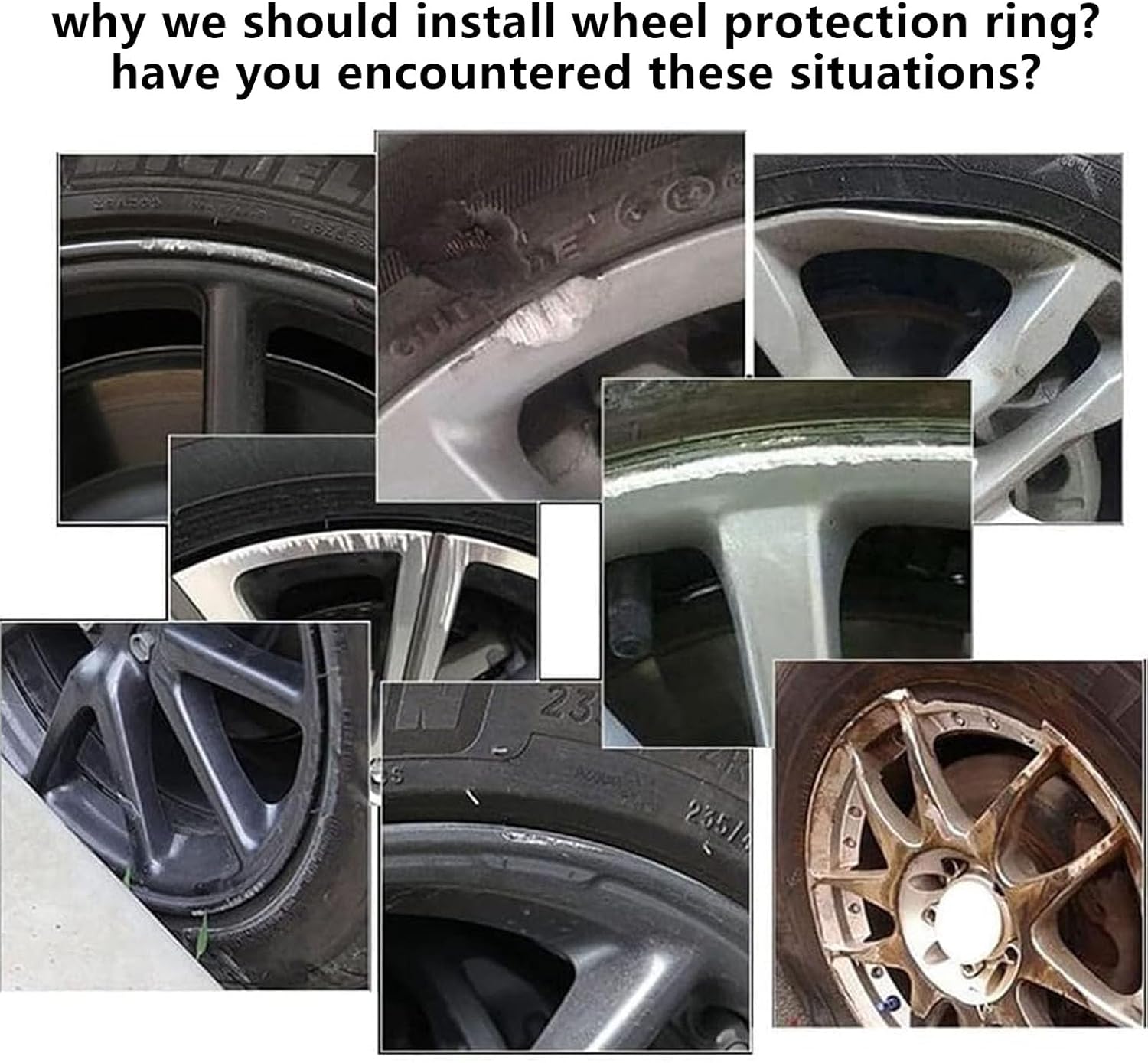 4PCS Wheel Edge Trim Protector Ring 16-20 Inch Universal Tire Rim Guard Anti-Collision Anti-Scratch Car Refit Trims Kit Wheels Rim Protectors for All Car Models