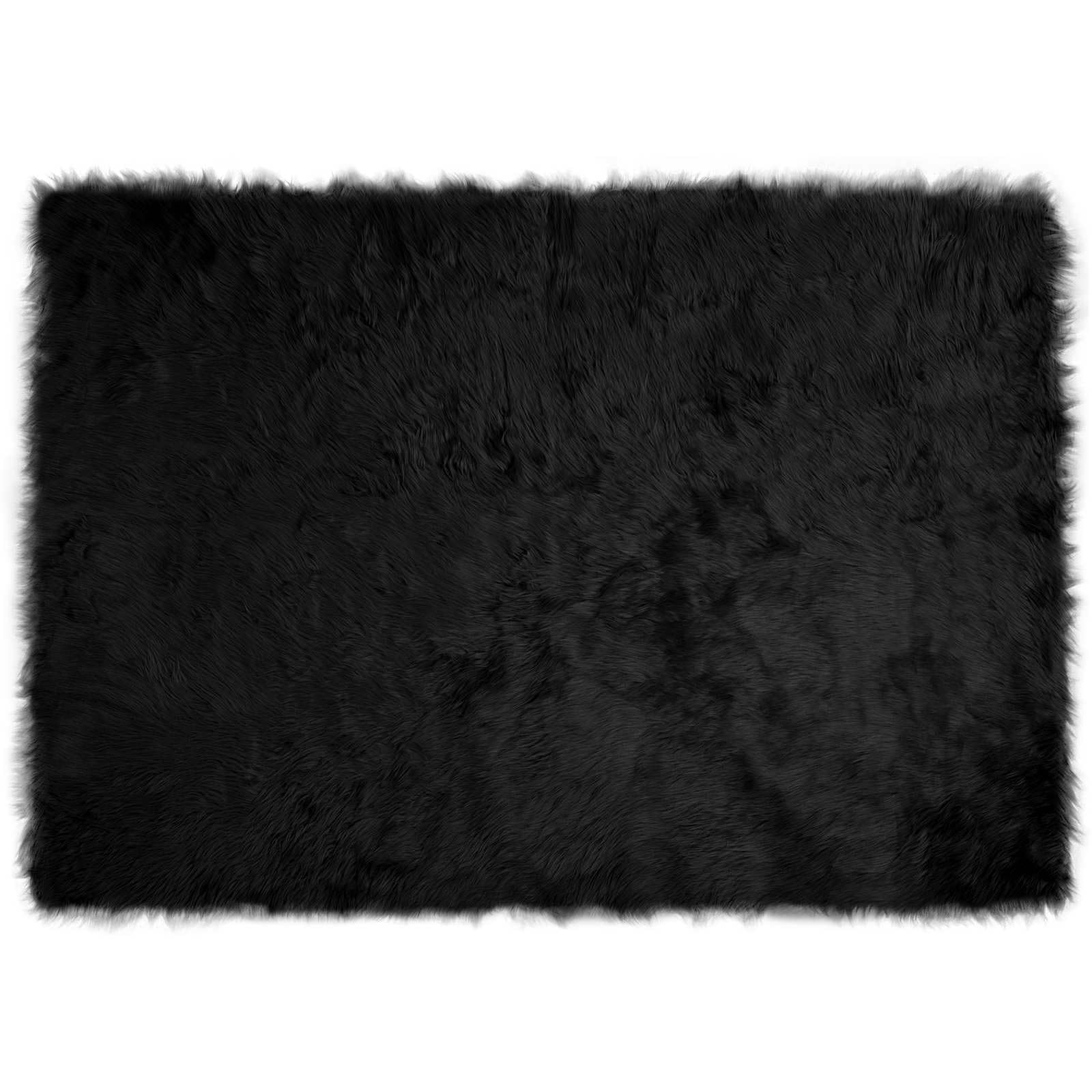 Tapis fausse peau de mouton noir 140x200 pour réchauffer les sols en hiver
