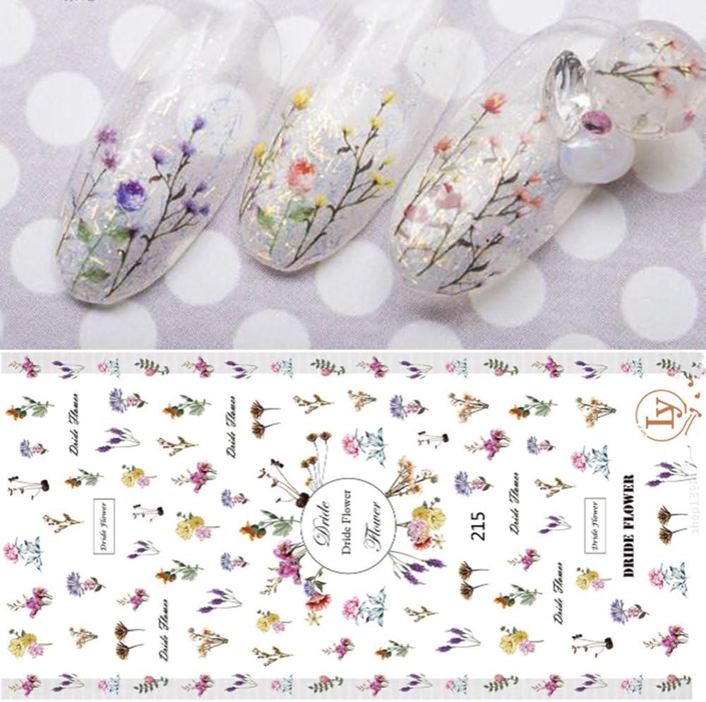 Small Flower Decal Nail Art Stickers Dried Flowers Nebula Ultrathin 3D Nail Sticker Floral Flower Nail Decals Blooming Nail Sticker