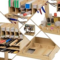 Vista 2 de GK1 - Kit organizador de madera con material MDF, estante de pintura, destornillador/soporte para brochas, para pinturas y herramientas Tamiya, GK1