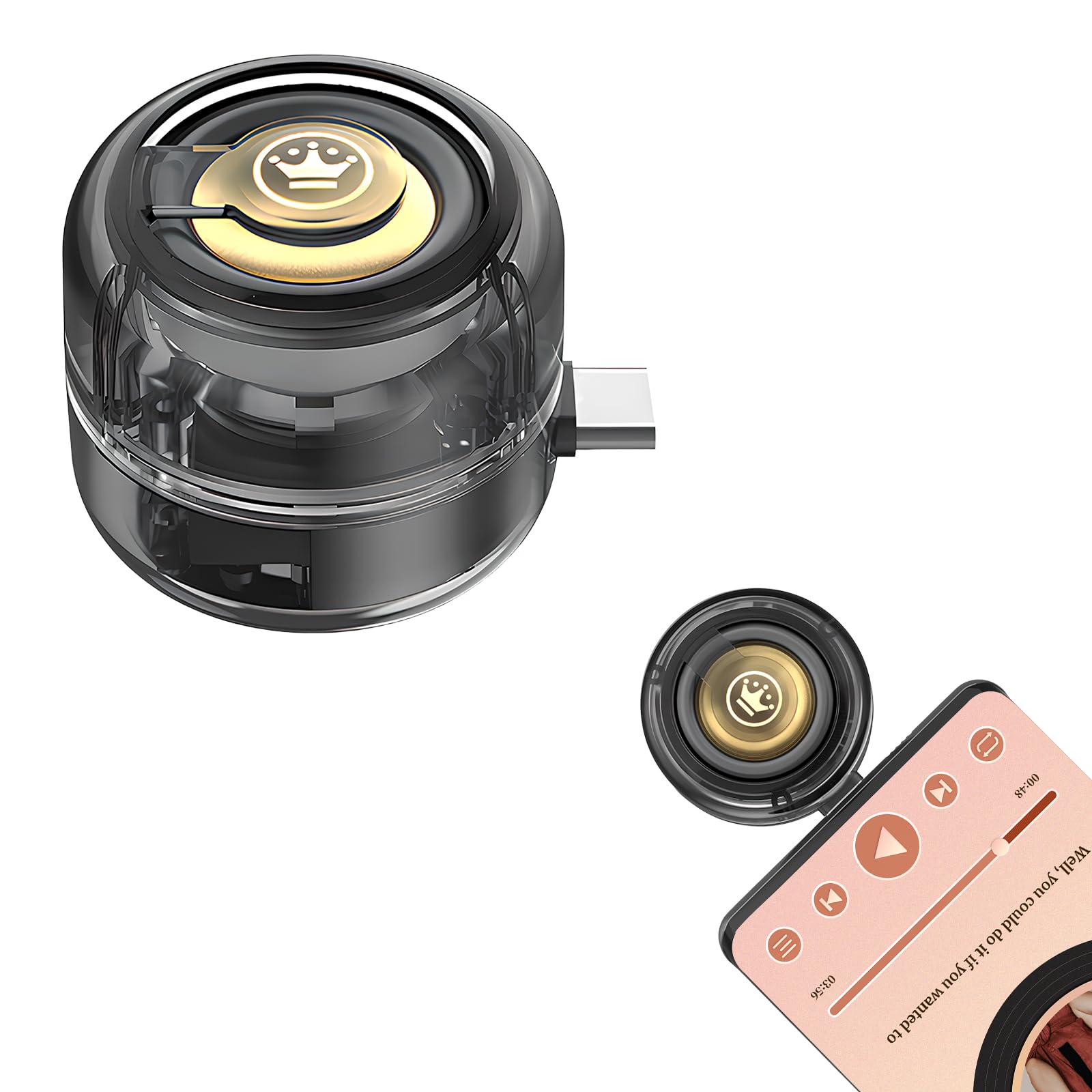 Mini Altoparlante Portatile Universale, Tipo C Plug-in Altoparlante del Telefono Cellulare, Casse Portatili Line-In Audio HD Senza Perdite Connetti Istantaneo Trasparente Nero