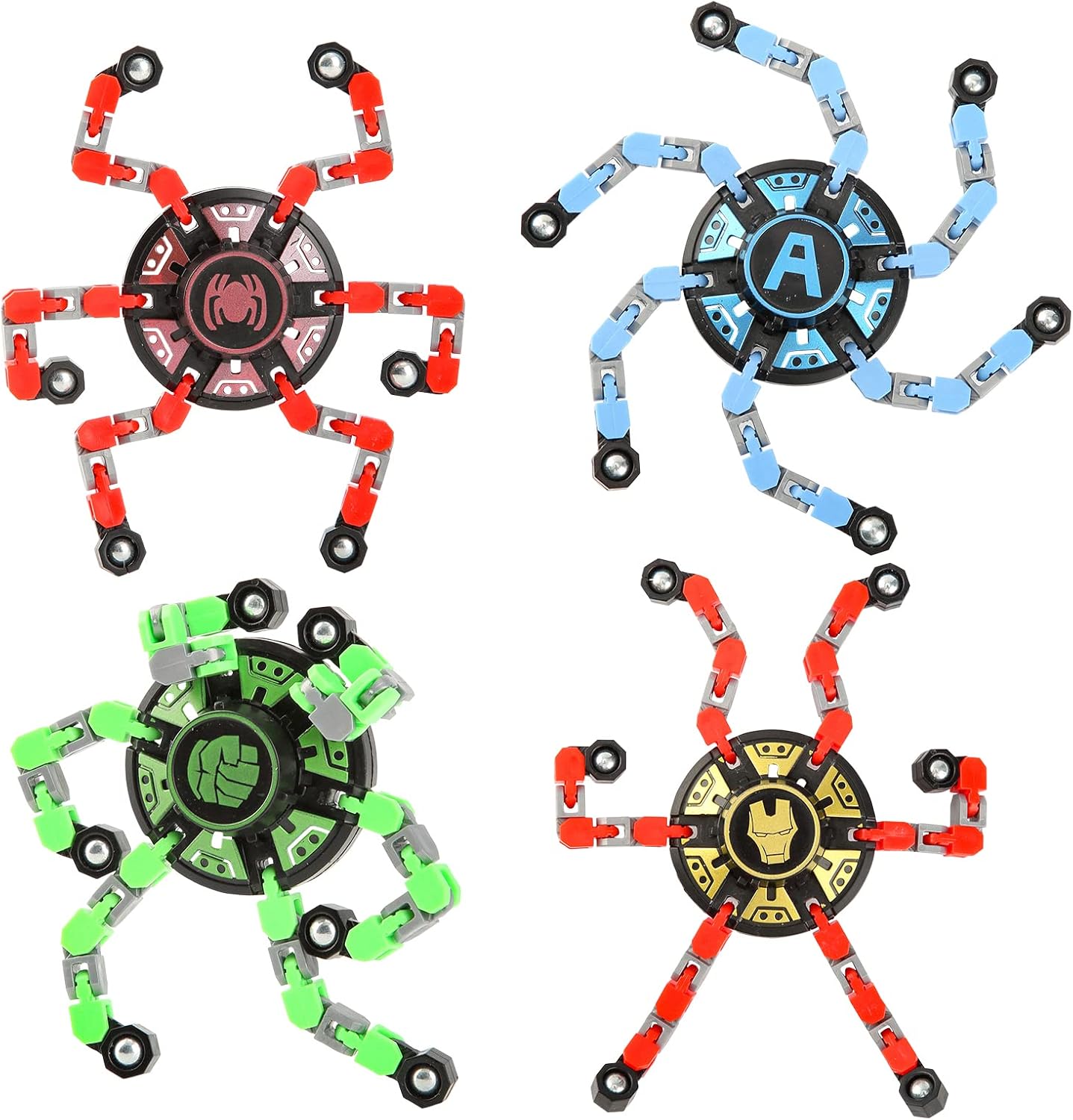 Fidget Spinners 4 Packs Deformation Fidgets Spinner Spinners Fidget Toy Children's Day Birthday Gift Fidgets Toy for Kids Boys Girls (4PCS)