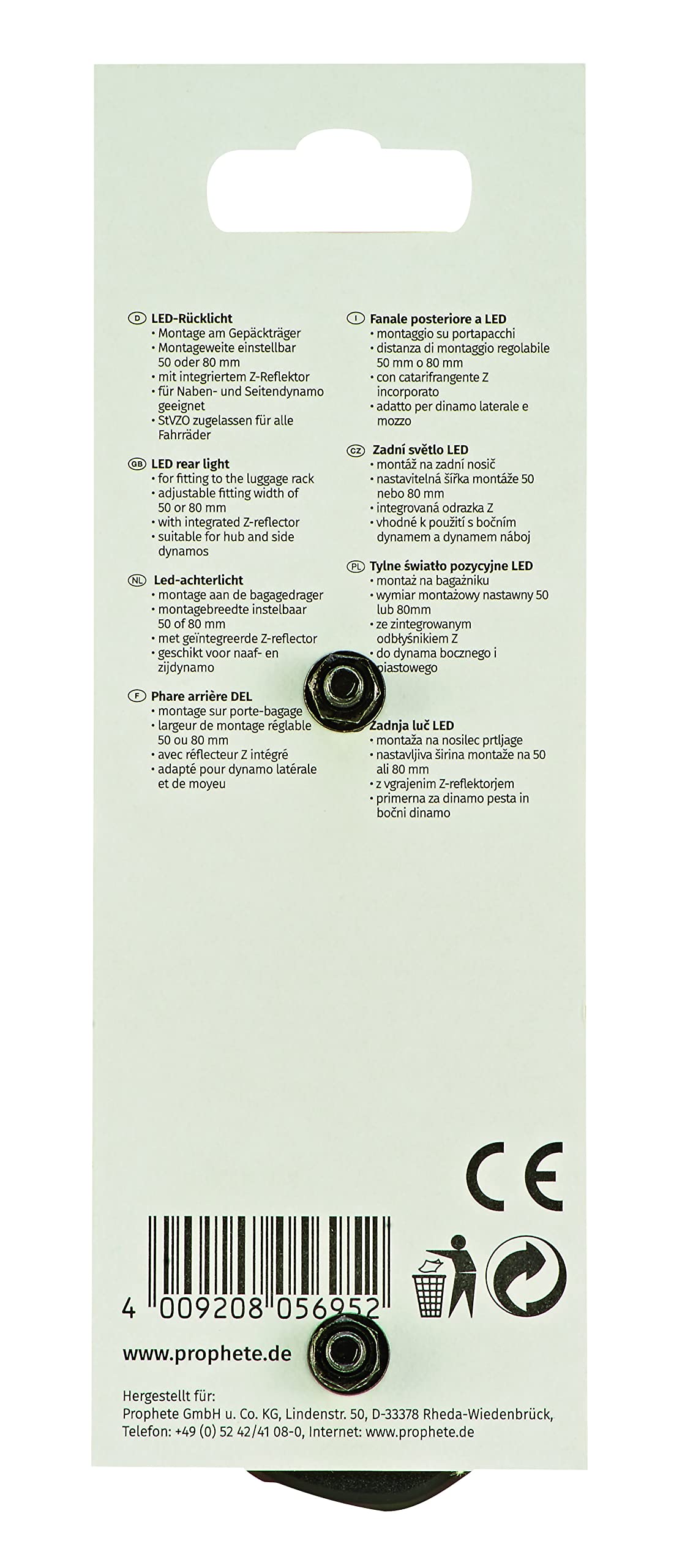 Prophete Luce Posteriore a LED, Multicolore