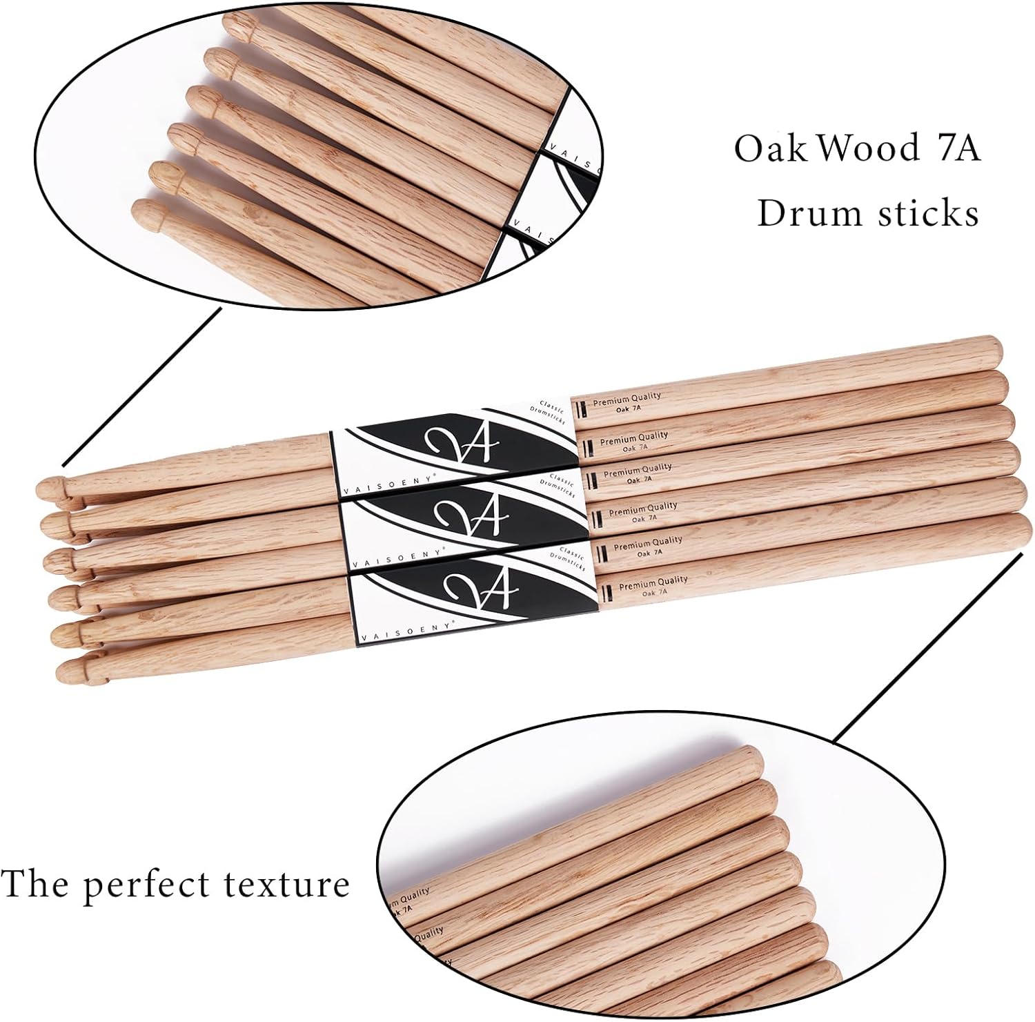Drum Sticks,7A Drum Sticks for Adults,12 Pairs Classic Oak Wood Drumsticks for Kids, Professional Musical Instrument Percussion Accessories