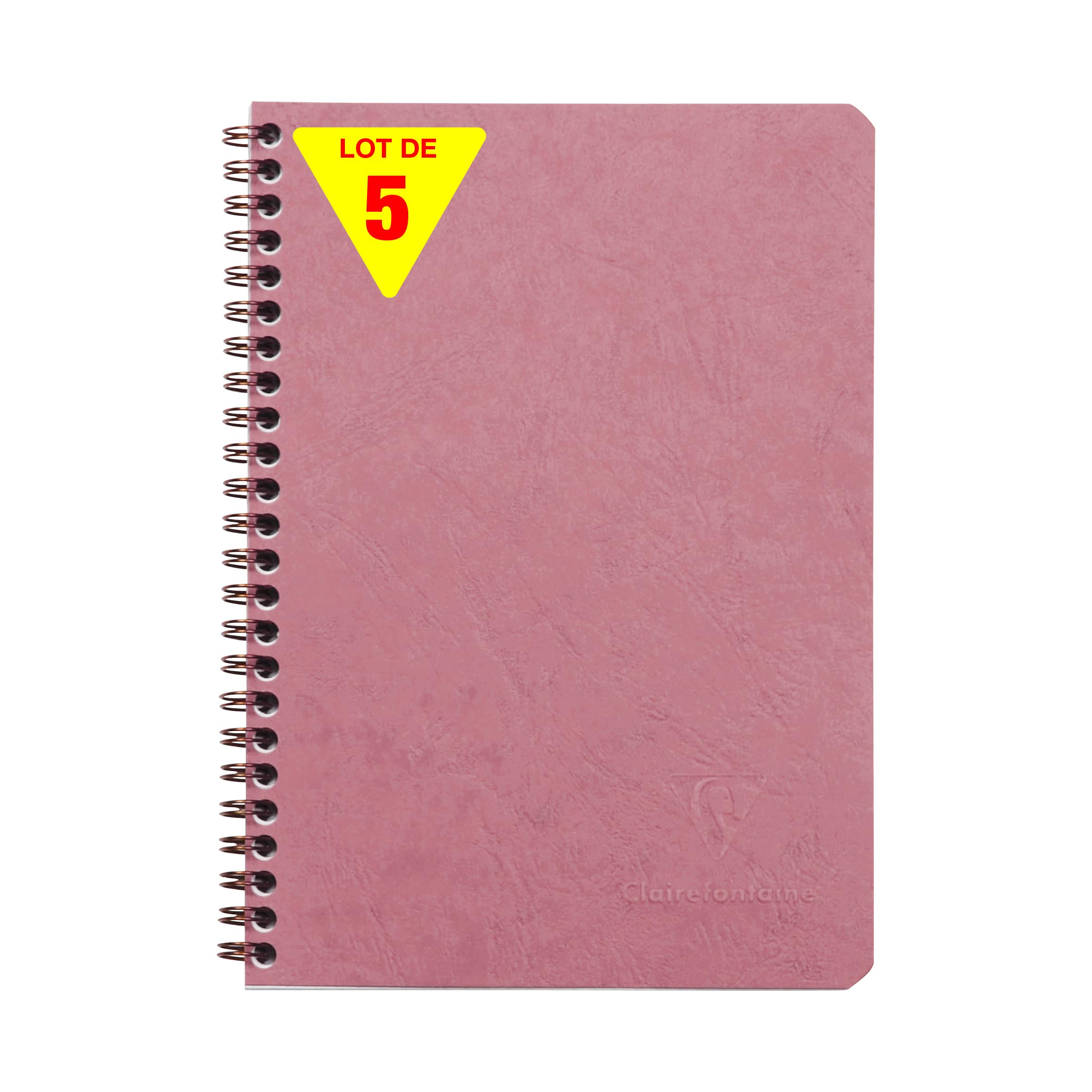 Clairefontaine 785666CPack Age Bag Set of 5 Antique Pink A5 14.8x21cm 120 Detachable Pages + 3 Dividers with Storage Pockets - Grain Leather Glossy Card Cover
