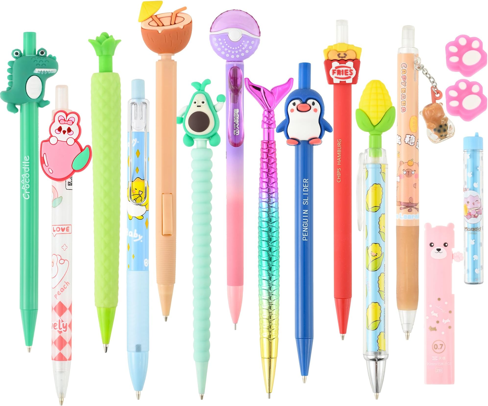 Jollin 12 Cute Korean Kawaii Mechanical Pencils With Erasers And Leading Refills Style Mixed