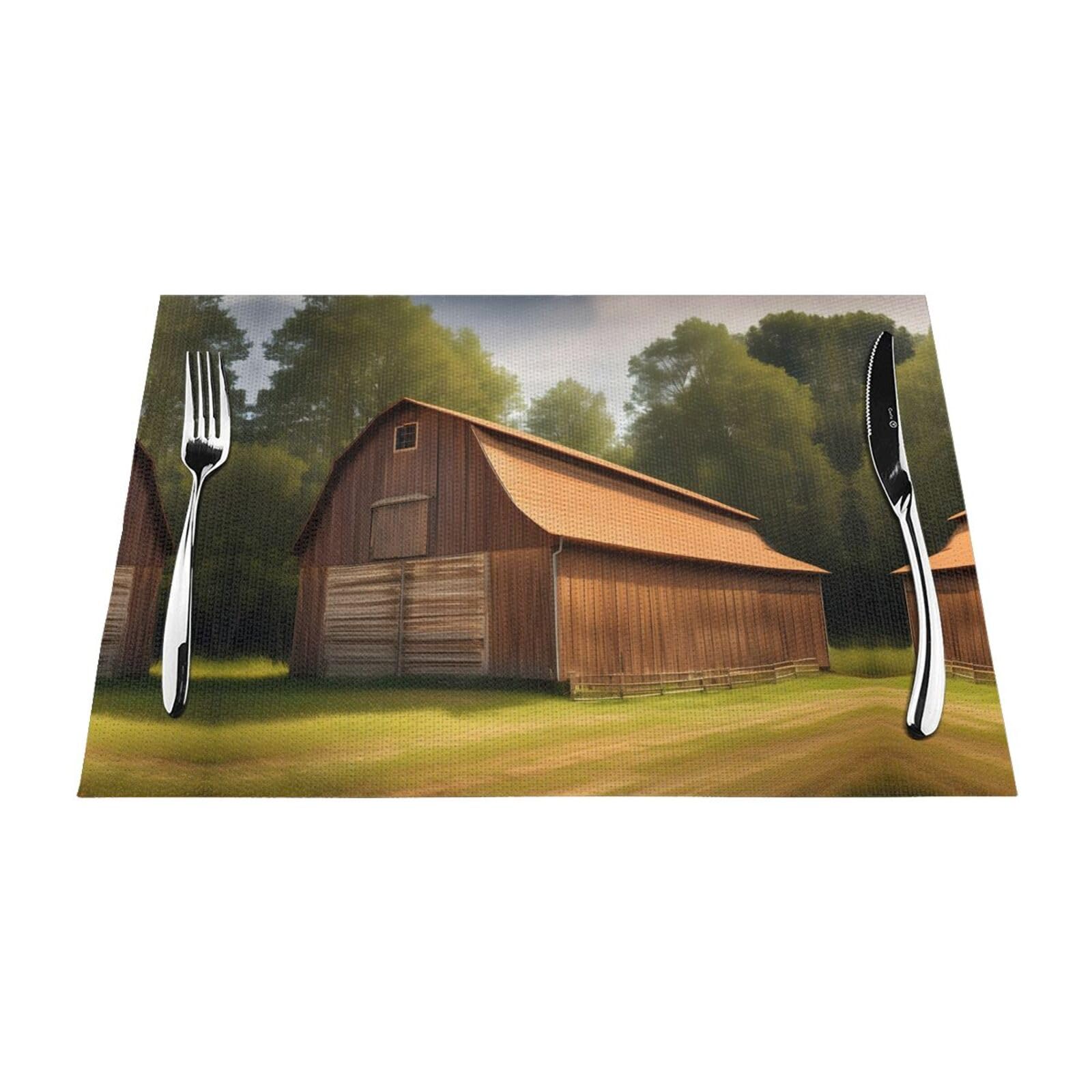 Sets de table lavables décoration table cuisine grange en bois 6 pcs