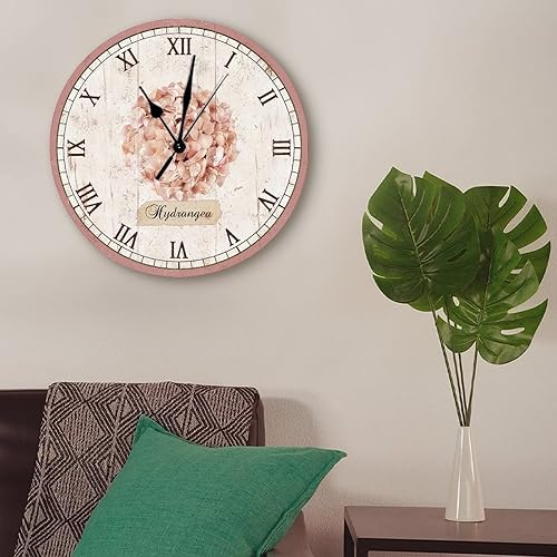 Miniatura 4 de godblessign Reloj de hortensia azul retro vintage de París francés, arte de jardín, 12 pulgadas, funciona con pilas, números romanos silenciosos,