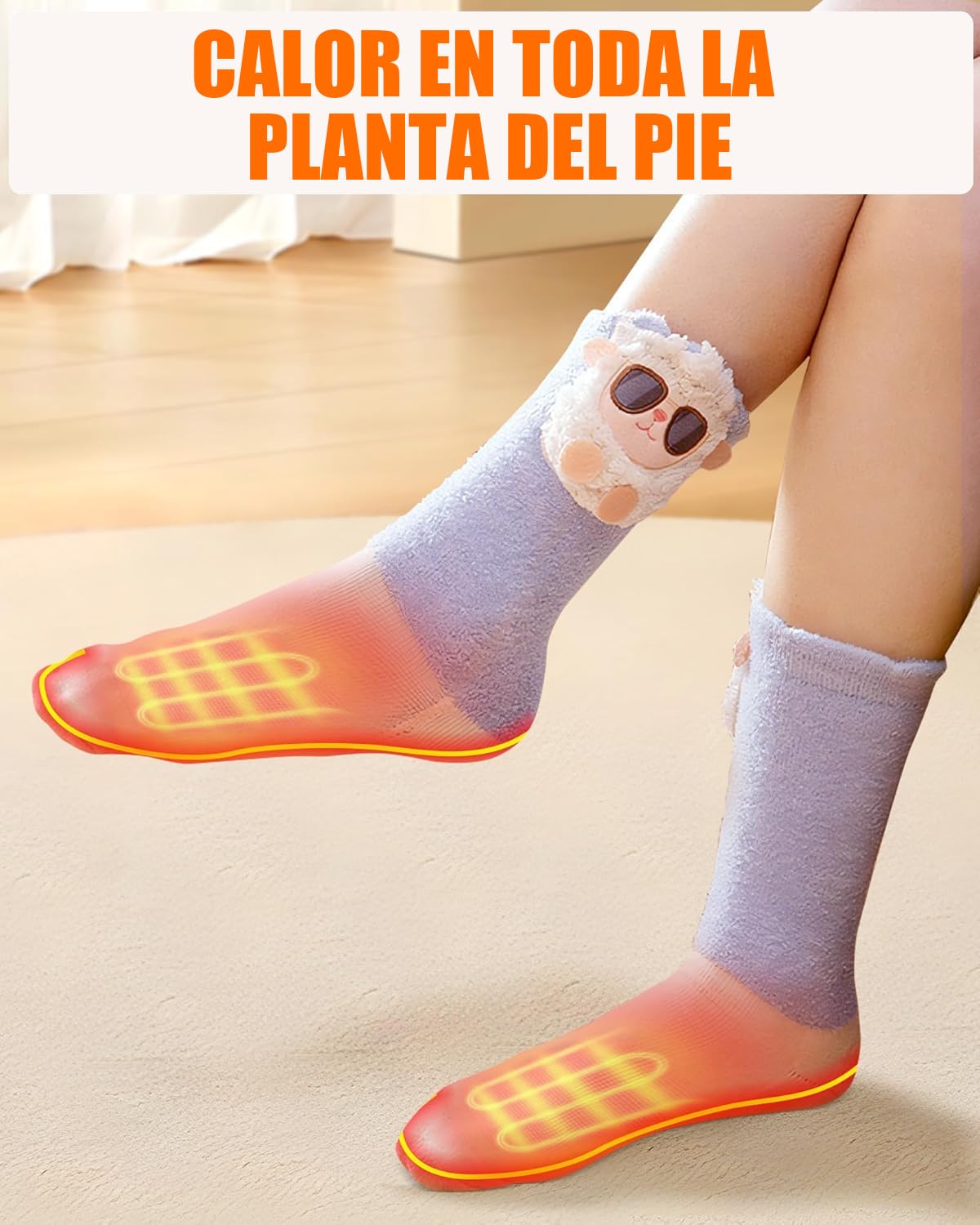 Calcetines Calefactables Mujer – Calcetines Eléctricos y Cómodos con Tecnología de Calefacción Mejorada y Batería 4000mAh, 3 Niveles de Calor para Hogar, Relajación y Uso Diario (No para Esquí)
