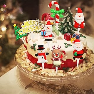 Suloli 9PCS Christmas Cake Toppers - Traditional Xmas Cake Decorations