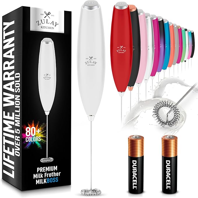 Milk Frother Handheld Electric Whisk - White