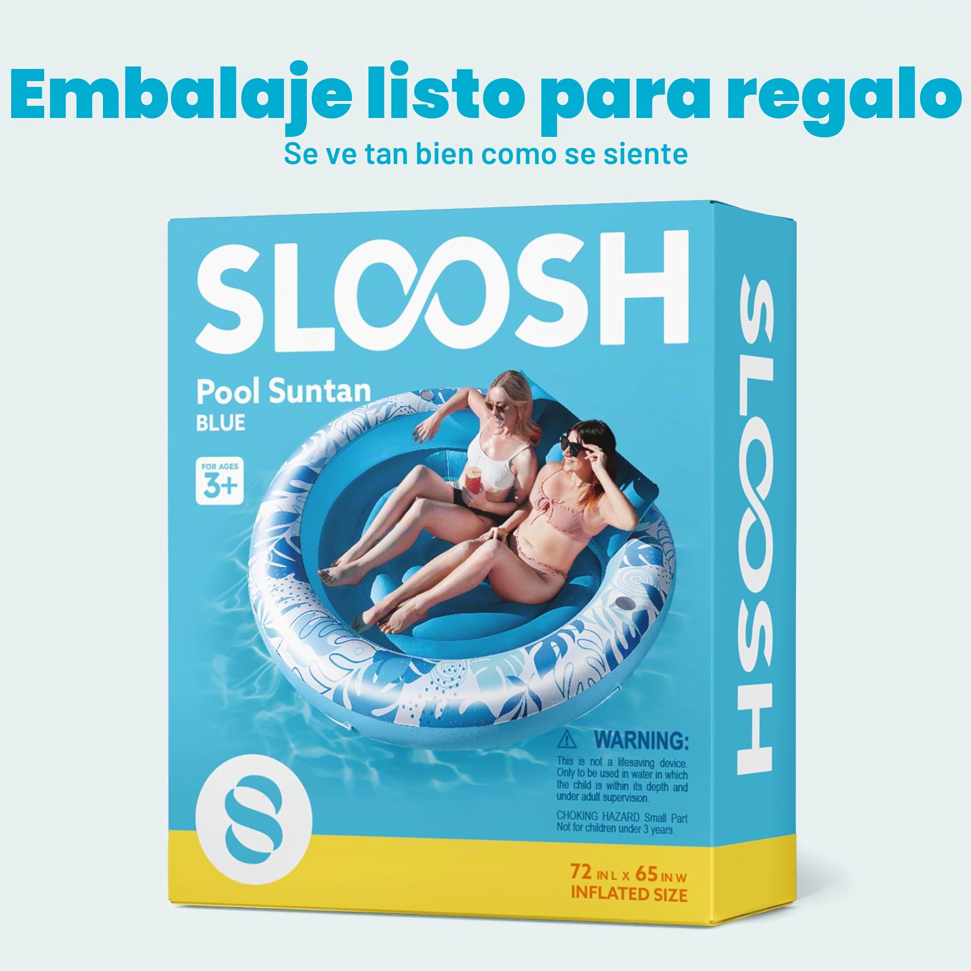 SLOOSH Flotador Inflable para alberca bronceadora, 72 x 65 Pulgadas, flotadores de Piscina para Adultos con Almohada, Tela de Lujo, Flotador Grande para Tina, para Tomar el Sol