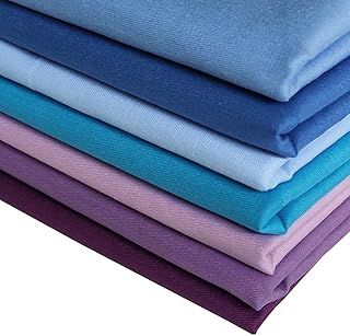 Quilting Fabric Misscrafts 7pcs Patchwork Squares 100% Cotton Craft Fabric Bundle Squares Fat Quarters 18" x 22" Multicolored for Patchwork DIY Sewing Scrapbooking (Purple Autumn)