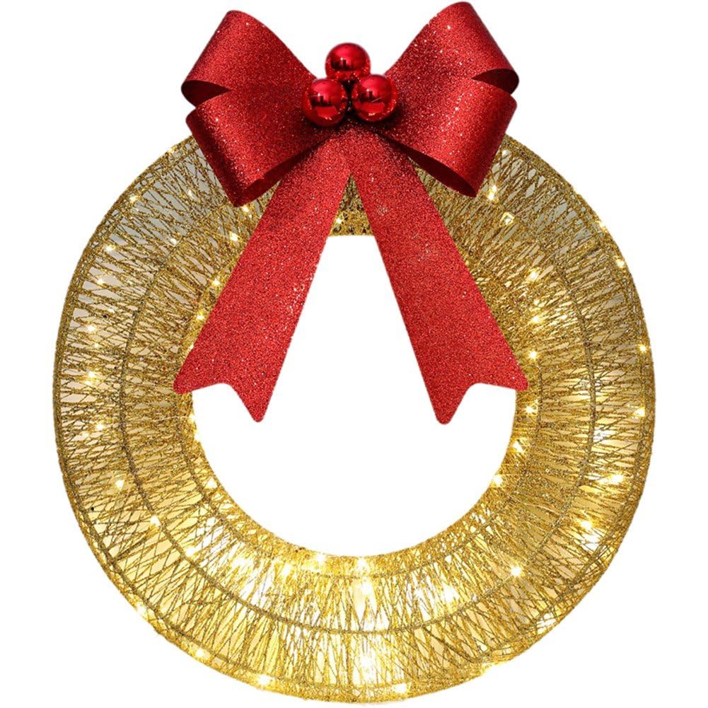 Couronnes de Noël artificielles LED grand nœud pour décoration murale et grand portail