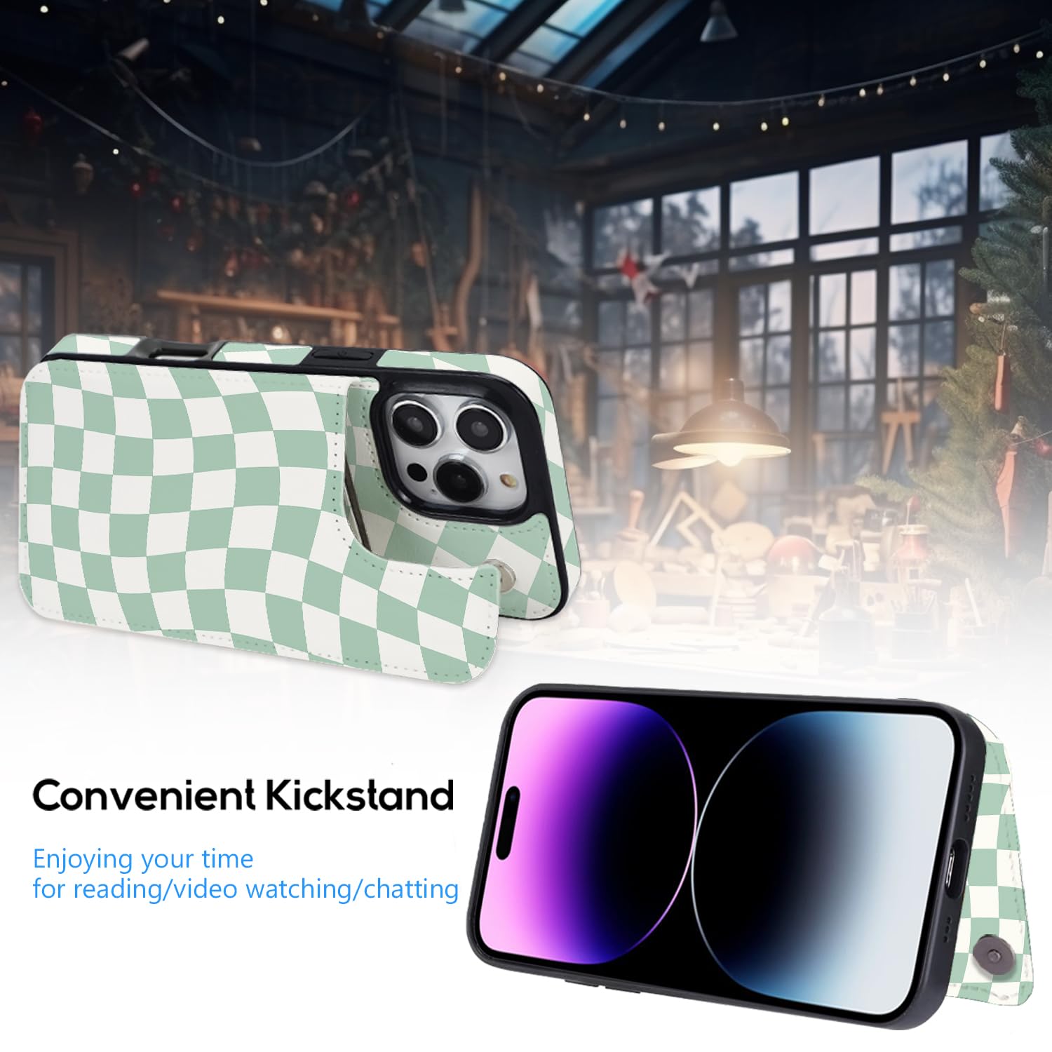 Funda tipo cartera compatible con iPhone 16 Pro Max con tarjetero, de piel sintética con ranuras para tarjetas integradas, función atril y funda a prueba de golpes para iPhone 16 Pro Max de 6.9