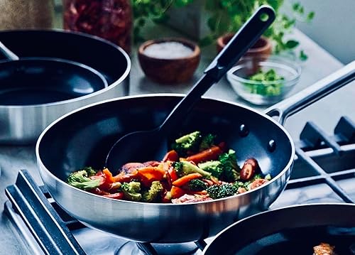 Miniatura 7 de Tezzorio Cuchara de cocina sólida de 11 12 pulgadas, cuchara de servir de nailon negro resistente al calor de 410F con mango ergonómico, accesorios