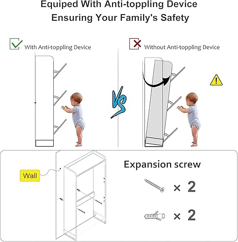 Miniatura 8 de Spaco Armario de zapatos para entrada, gabinete de almacenamiento delgado oculto de zapatos con 3 cajones abatibles, armario estrecho para zapatos,