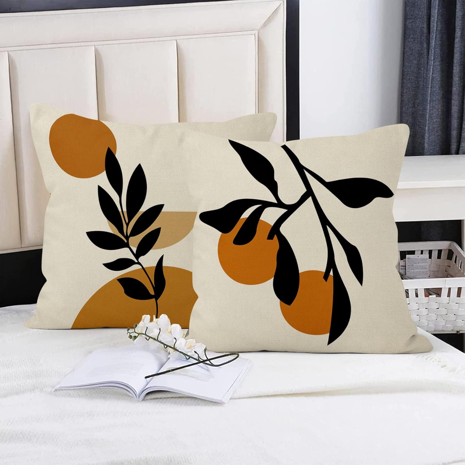 Yeele 20x20inches Boho Abstract Sun Moon Plants Throw Pillow Covers Bohemian Sunset Sunrise Nature Landscape Pillow Cover Set of 4 Minimalist Modern Art Aesthetic Cushion Case for Sofa Couch Decors