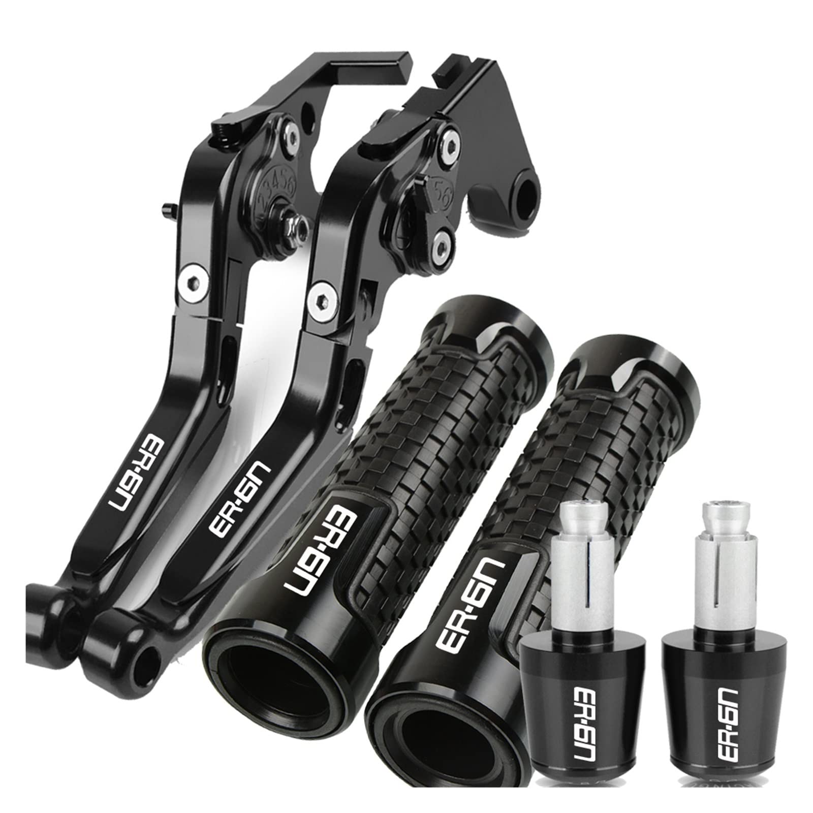 Leviers D'embrayage Et De Frein Réglables Pour Kawasaki ER6N (2009-2017) - Aluminium CNC, Pliables - Inclut Poignées De Guidon