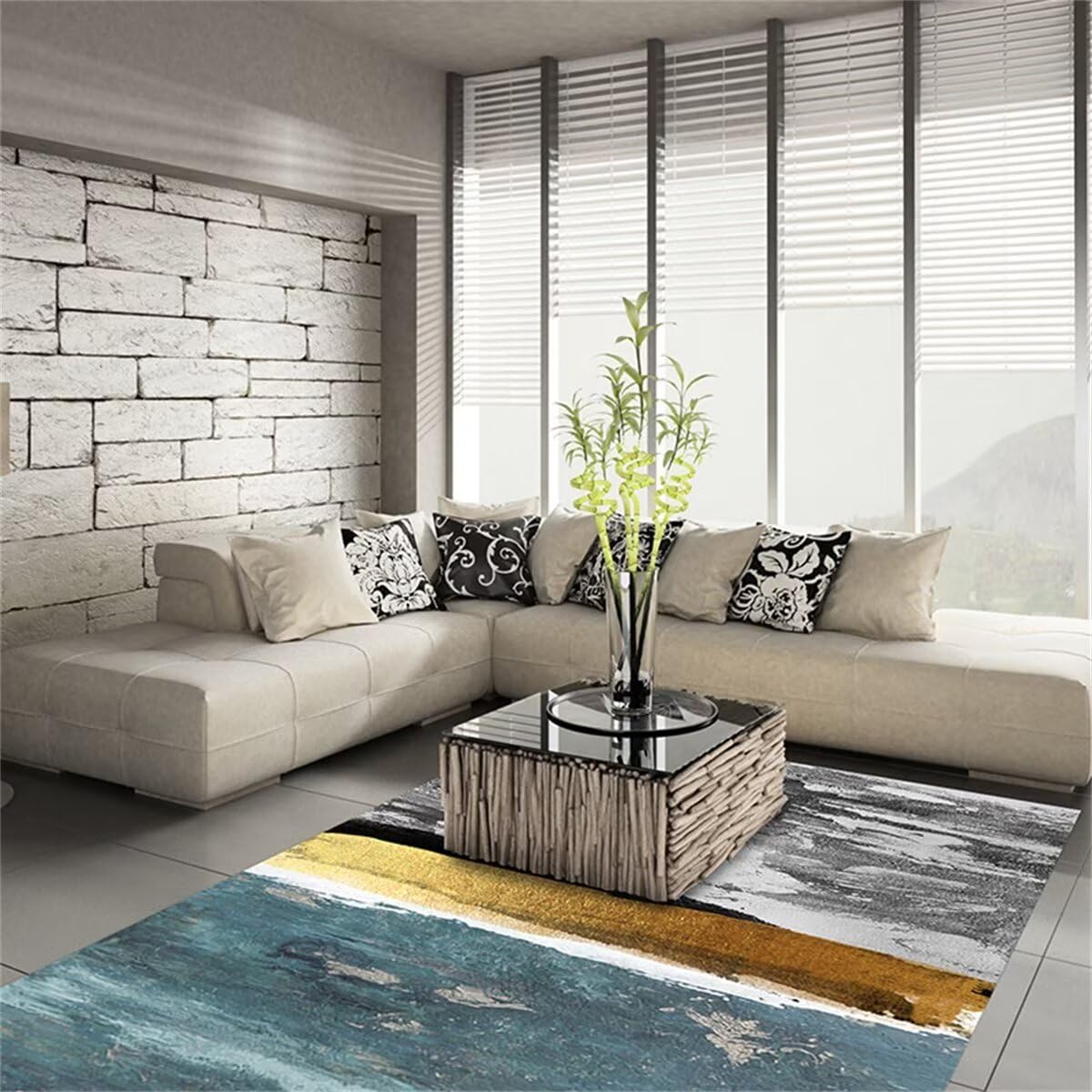 Tapis de salon pour canapé chambre et décoration intérieure chaleureuse