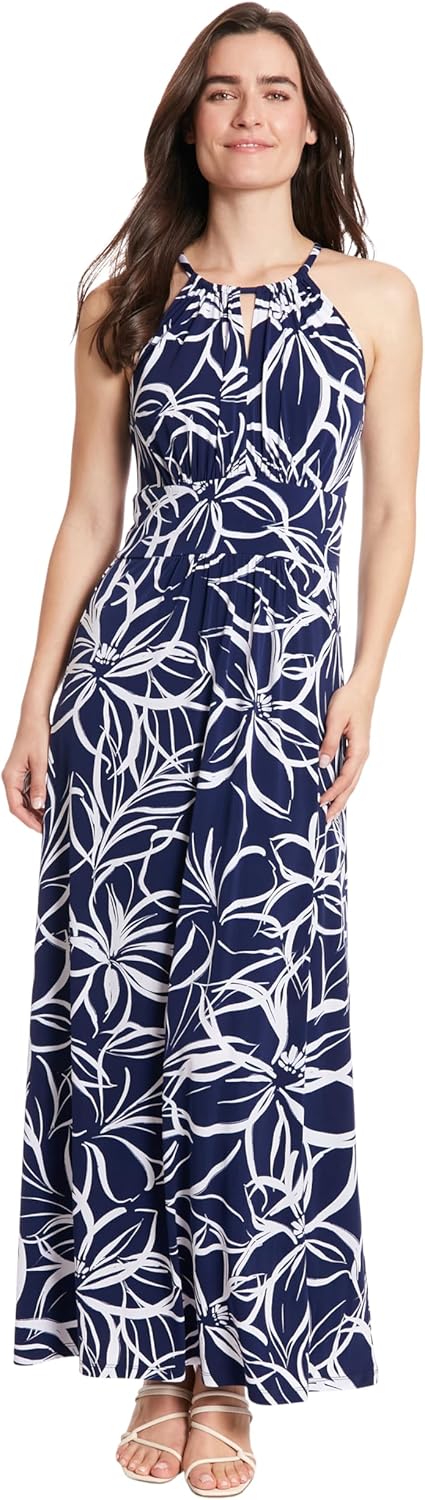 London Times Womens Halter Neckline Signature Morris Maxi Dress Vacation Occasion Event Guest of