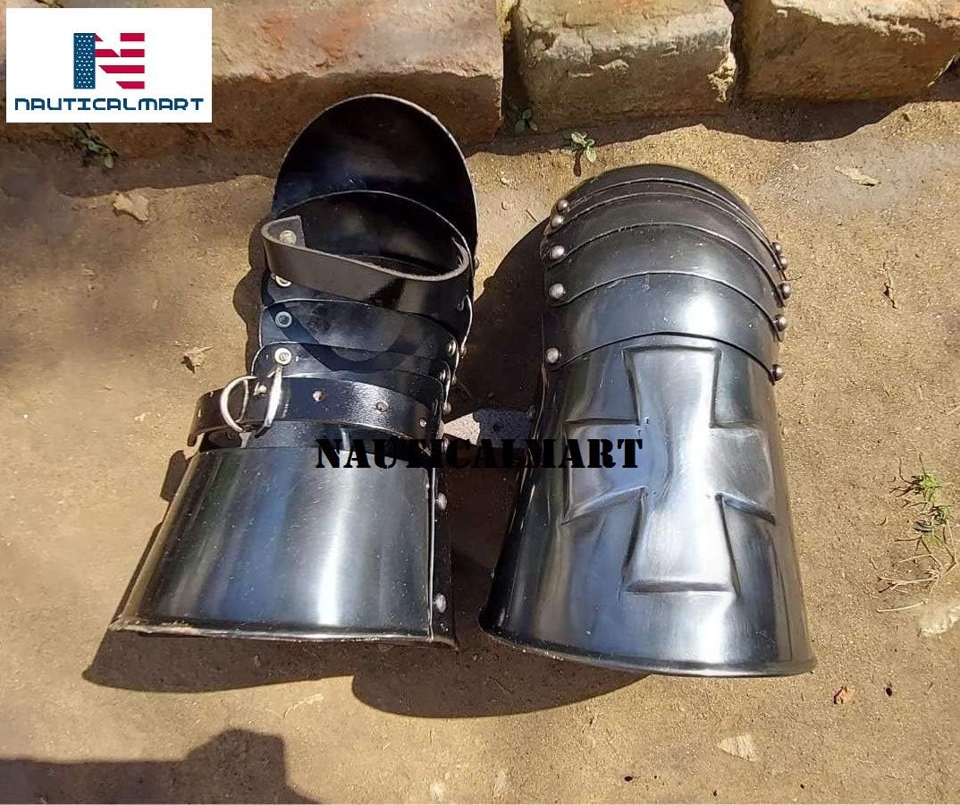 Nautical-Mart Medieval Crusader Knight Gauntlets Armor Gauntlets Warrior Metal Gauntlet (Black)