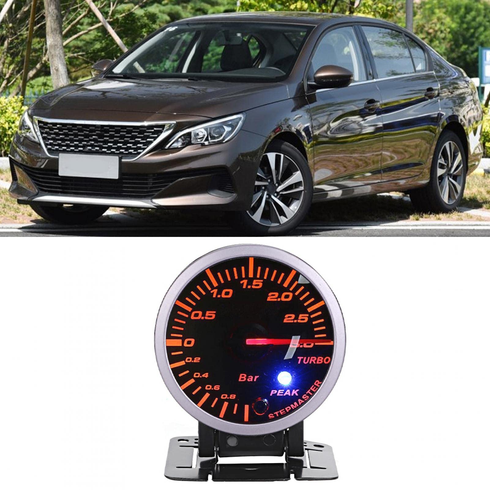 Miernik podciśnienia Turbo Boost, wskaźnik Turbo doładowania samochodu DC12V, 2,5 cala 60mm 3.0 Bar LED modyfikacja samochodu Turbo doładowania wskaźnik miernika