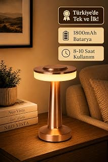 Neo Vista Dokunmatik Mantar Masa Lambası, Şarjlı, Dim Edilebilir, Dekoratif, Rosegold Bakır Renkli