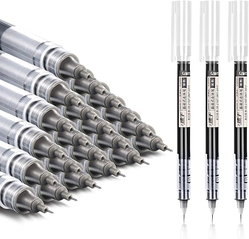 EZWORK 24 bolígrafos de punta rodante, tinta de secado rápido de 0.020 in, punta extrafina, bolígrafos de tinta líquida, bolígrafos de punta redonda