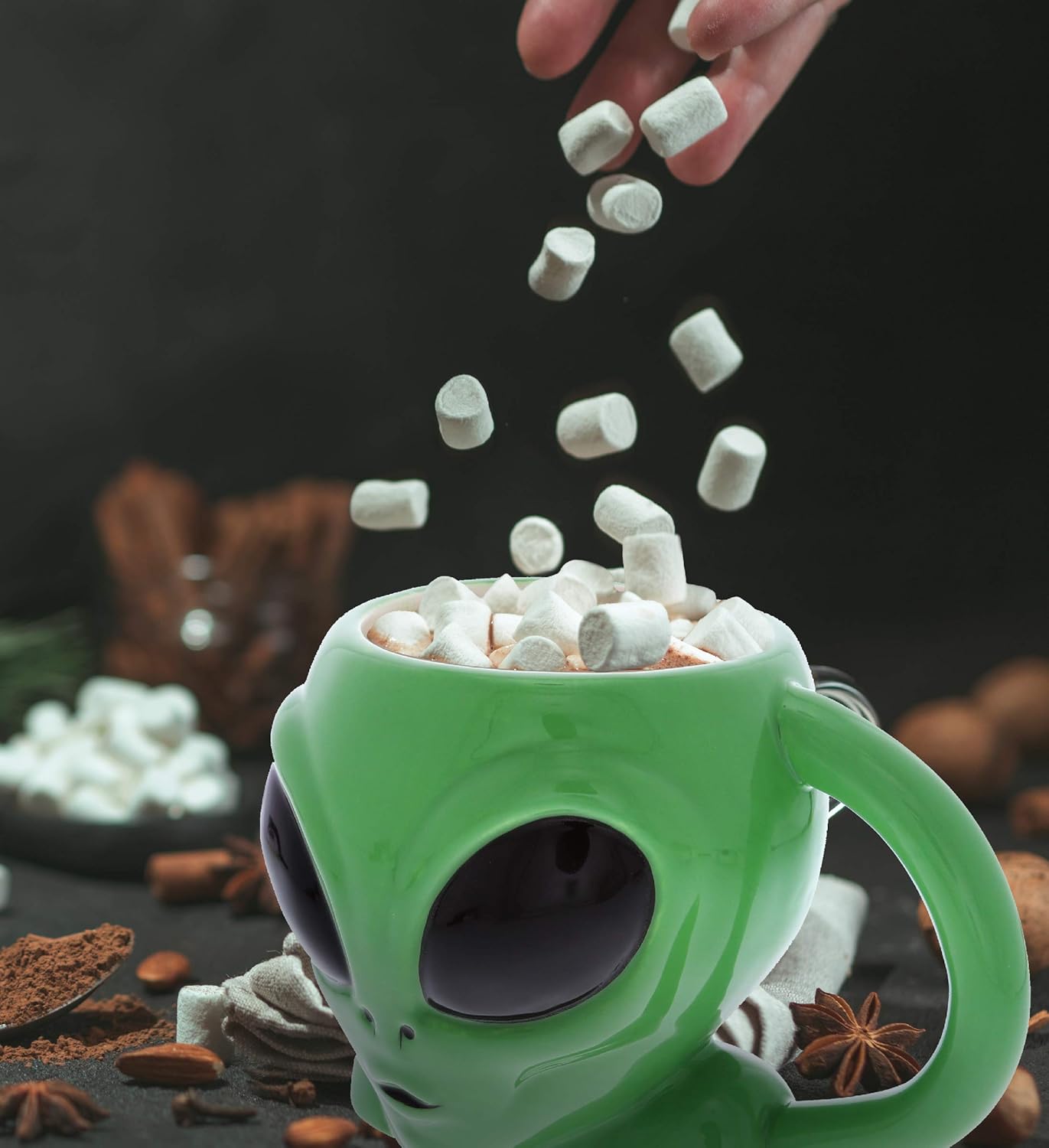 Green Alien Cartoon Novelty Mug: Ceramic Cute Coffee Mugs & Tea Cup, Cool & Unique UFO Shaped Alien Mug for Coffee Lovers Gifts - 17 Oz. - Image 9