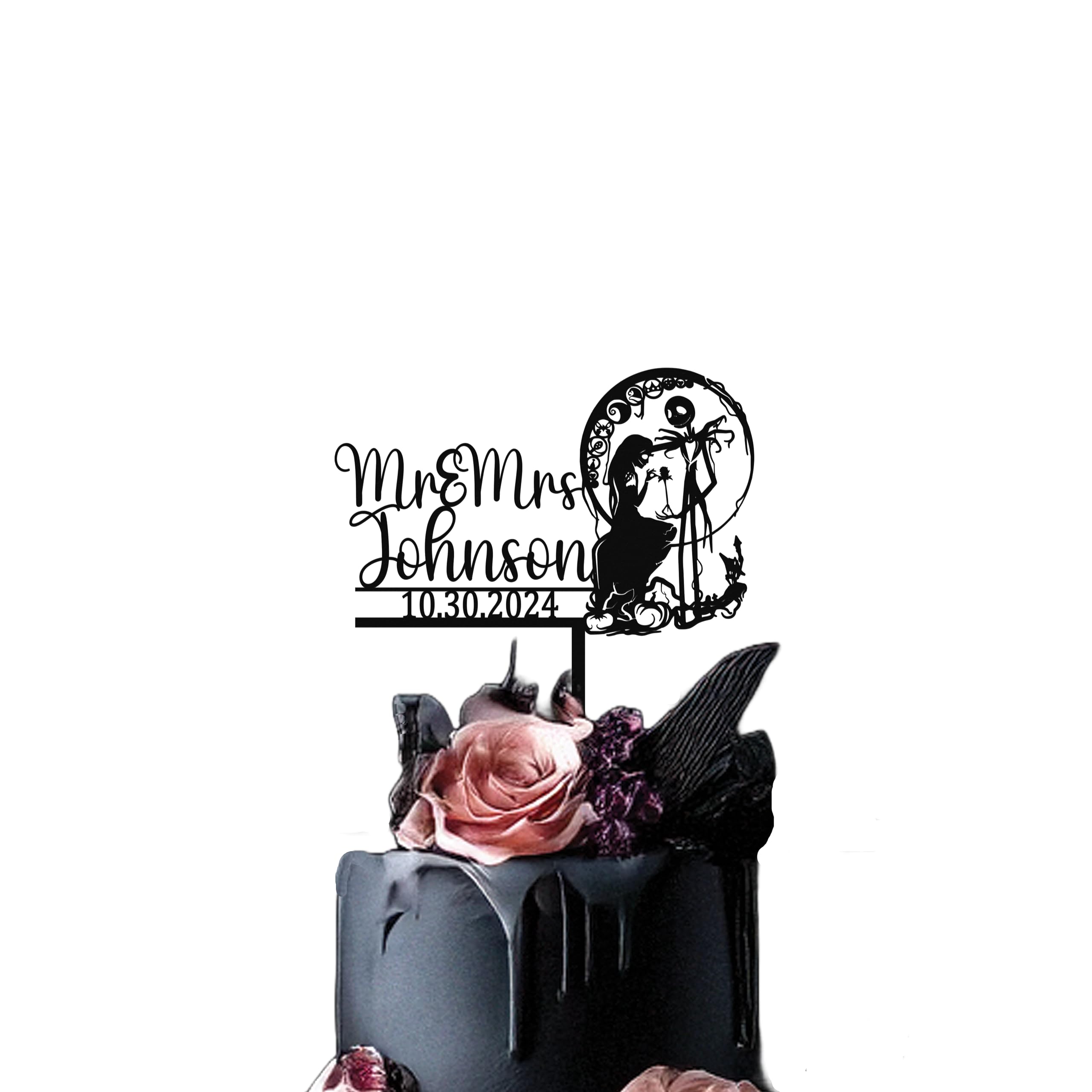 Personalized Wedding cake initial topper- Nightmare Wedding Cake Topper, Simply meant to be anniversary topper, Halloween Cake topper, Fall Cake themed topper 2 options to choose from!