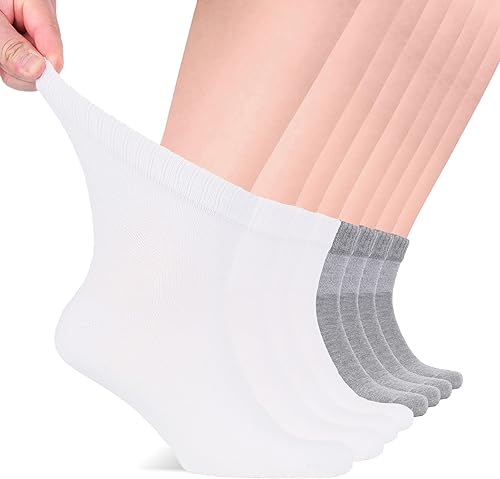 Vista 77 de Hugh Ugoli Calcetines para diabéticos para hombre, calcetines tobilleros sueltos, bambú, extra anchos, finos, sin costuras, parte superior no 17