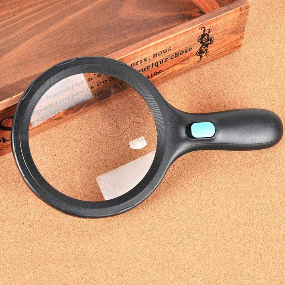 Lupa de Mano HD, Lupa Grande de 5,5 Pulgadas, 10 Luces LED Brillantes, Lente 2X, Zoom 5X, Lupa de Lectura portátil con luz y Puerto.