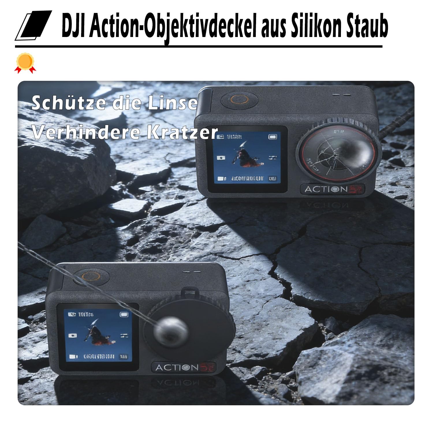 Iruihoo 2 Stück Objektivdeckel für DJI Osmo Action 5 Pro/4/3, Schwarzer Objektivschutz Flexibler Objektivdeckel Schutzzubehör Kompatibel mit DJI Action, Verhindert Kratzer und Staub