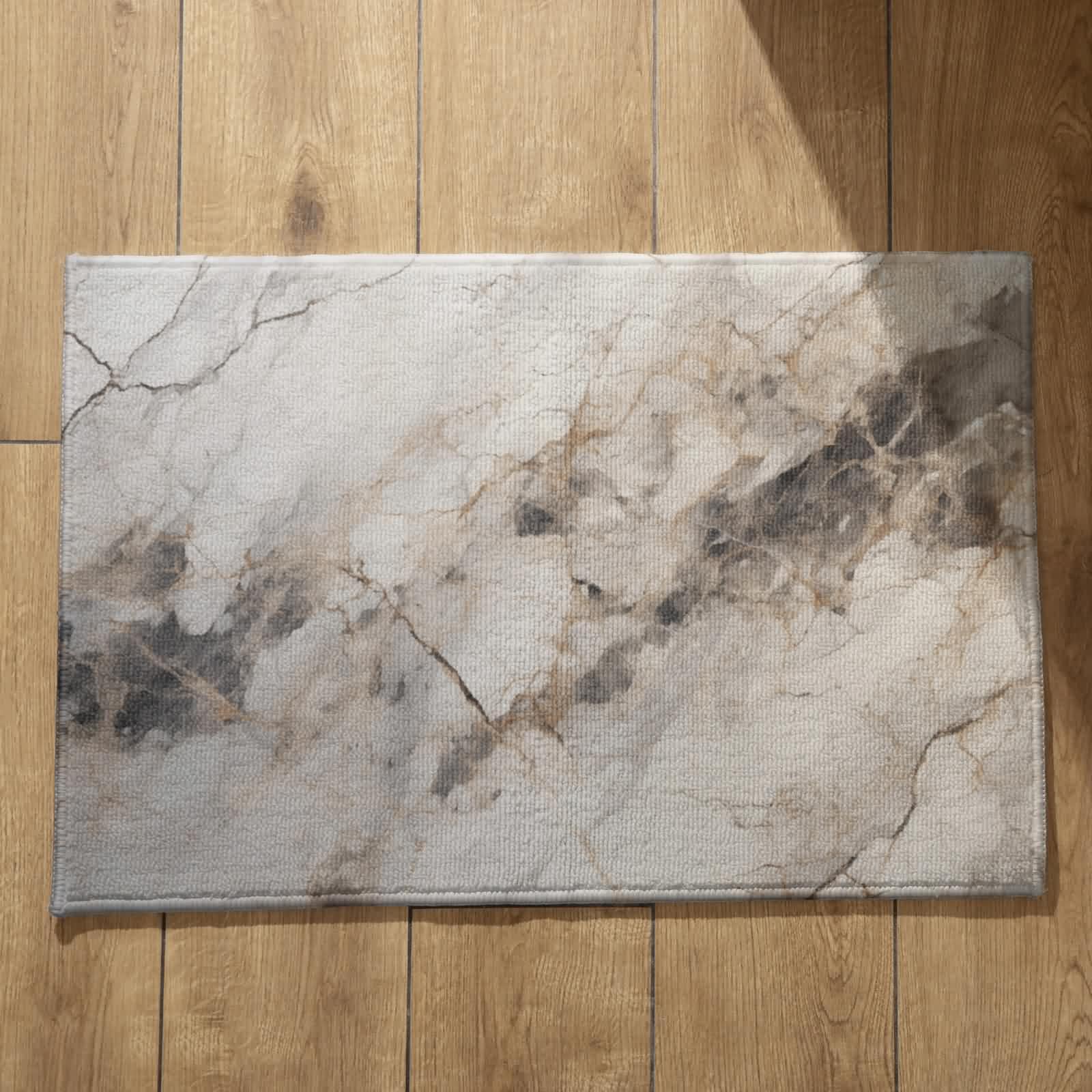 Tapis porte antidérapant long motif marbré flanelle pour entrée intérieur