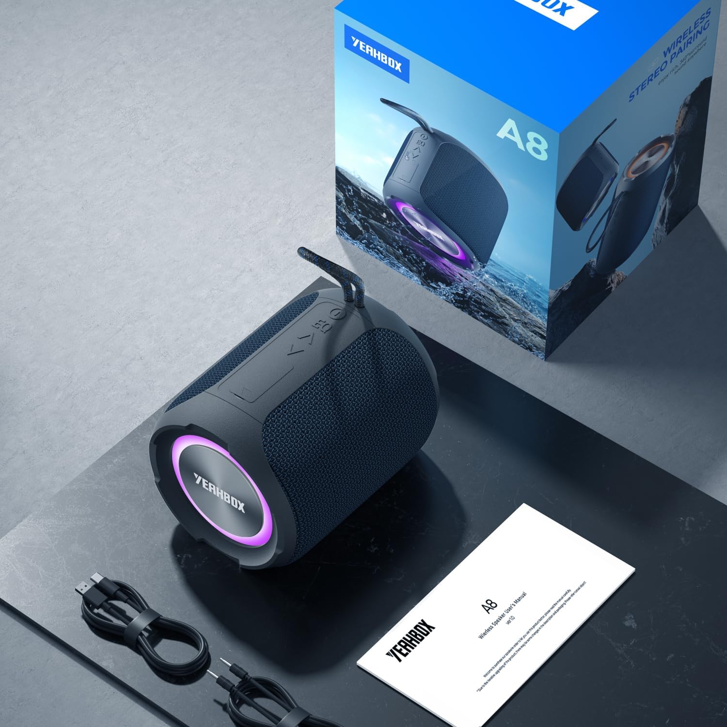 Portable Bluetooth Speaker, Bluetooth 5.3 40W Wireless Stereo with Deep Bass, RGB Lights, IPX7 Waterproof, Long-Lasting Battery, TWS Pairing for Outdoor, Party, Shower & Home - Image 6