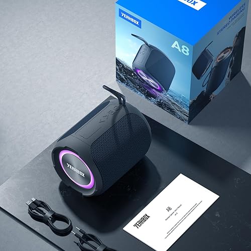 Miniatura 6 de Altavoz Bluetooth portátil con estéreo, IPX7 impermeable, Bluetooth 5.3 con 4 en 1 BTAuxTF-CardU entrada de disco, altavoz inalámbrico de 40 W para