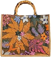 Sister Amy Sequin-Embroidered Woven Straw Tote Bag - Eco-Friendly Summer Beach Handbag for Women Vacation Essentials