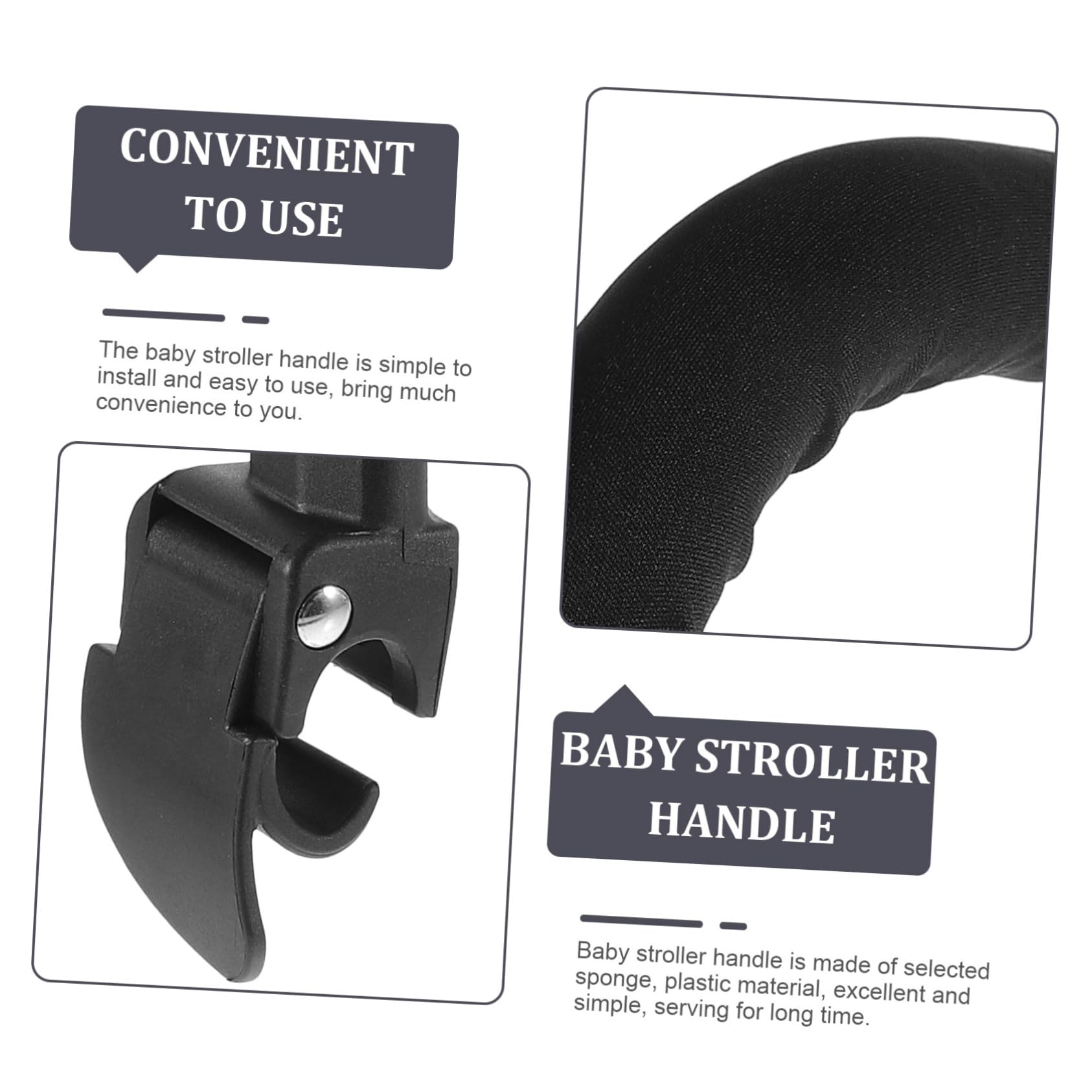 Extensor de Asa para Cochecito de Niño Negro de Plástico y Esponja | Diferentes Tipos de Sillita y Carrito, Instalación Sencilla, Uso Cómodo, Repuesto Práctico Estilo Aleatorio