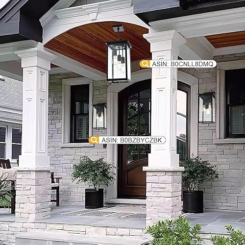 Miniatura 10 de TODOLUZ Lámpara colgante para exteriores, 3 luces, color negro, ajustable, para colgar en el porche