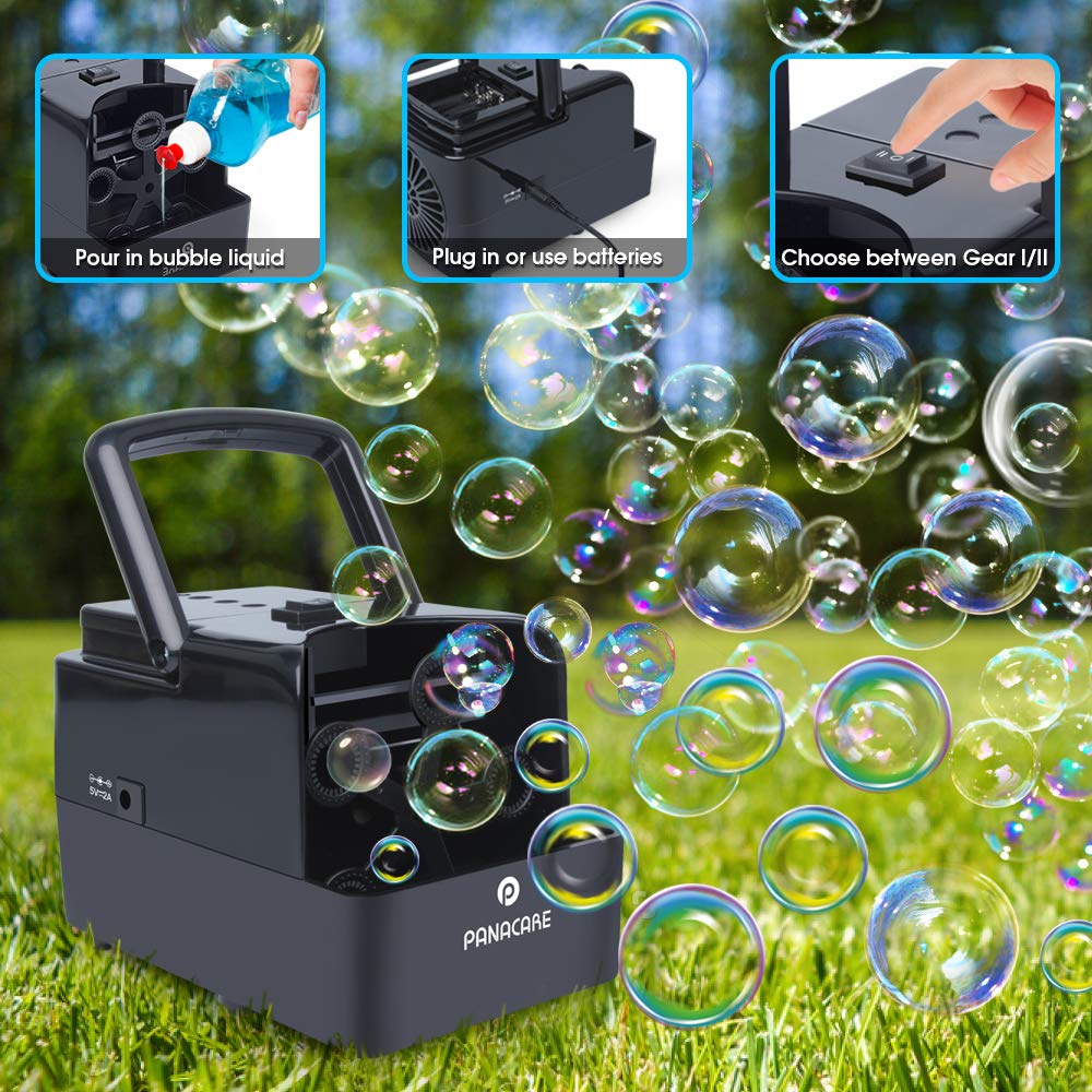 PANACARE Tragbare Automatischer Seifenblasenmaschine, Professional Bubble Machine 3000+ Blasen pro Min, Elektrisches Seifenblasenpielzeug für Kinder/Hochzeit/Geburtstag/Party